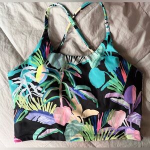 Floral Sports Bra | Black Multicolor | Size Large | Unbranded